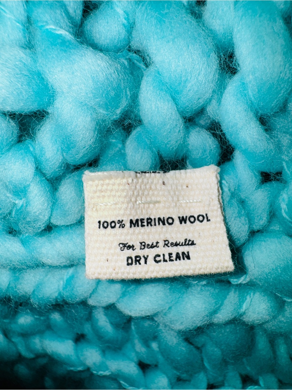 Free People x Loopy Mango π $698 Merino Wool Poncho π¦ Turquoise One Size πΎ NWOT - Picture 7 of 7